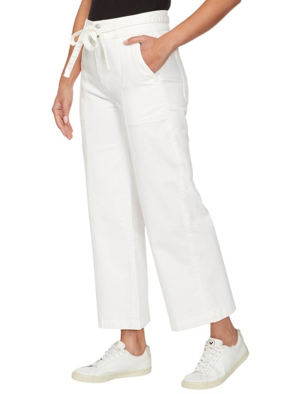 Hudson Wide Leg Pants White Coastal Resort High Rise Relaxed Casual Size 8 - Picture 2 of 7